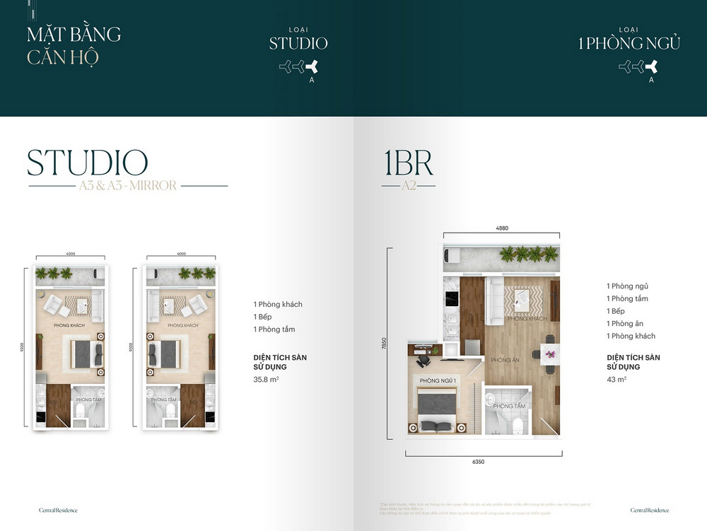 Thiết kế căn hộ Studio The Central Residence Thiết kế căn hộ Studio The Central Residence