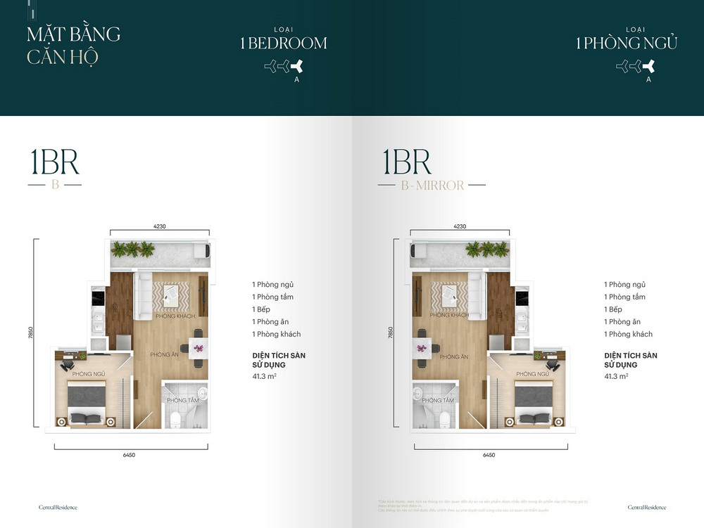 Thiết kế căn hộ 1 phòng ngủ The Central Residence Thiết kế căn hộ 1 phòng ngủ The Central Residence